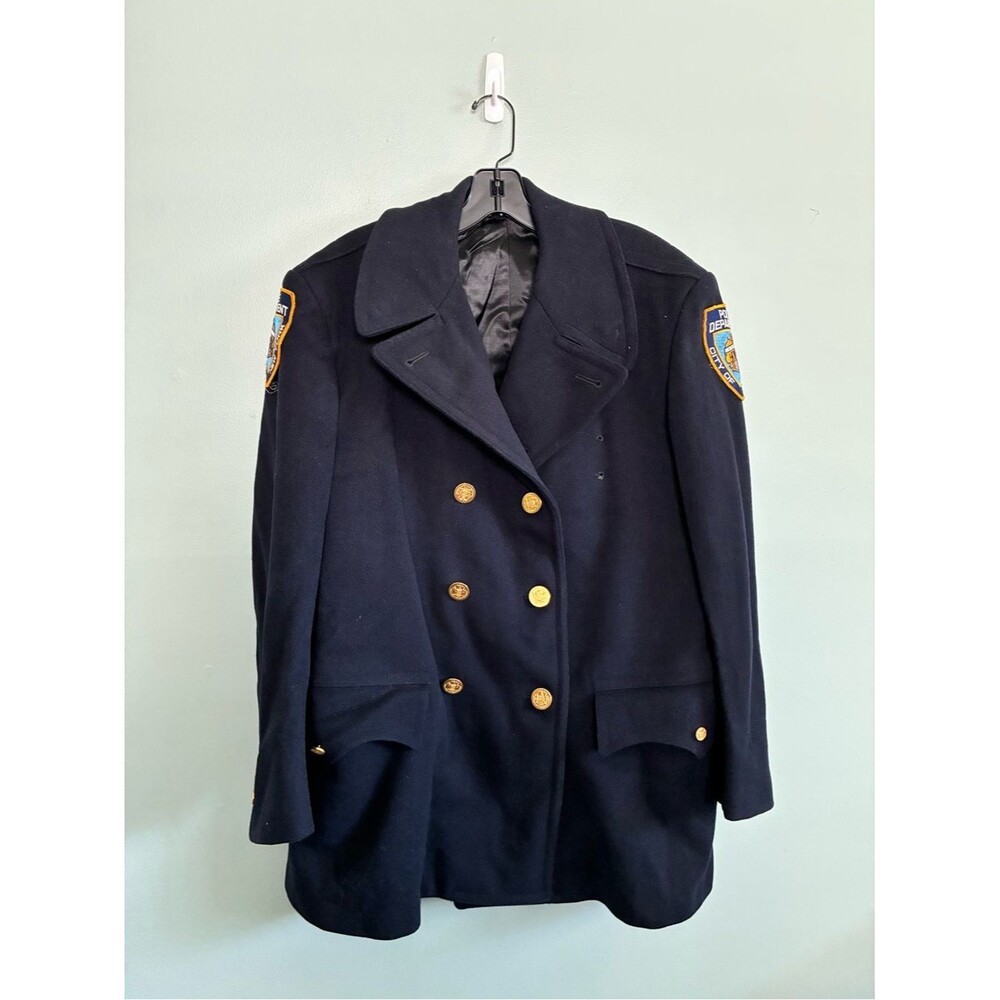 Vintage 1990s NYPD Department Reefer Wool Peacoat Dress Coat Memorabilia Mens L
